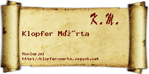 Klopfer Márta névjegykártya