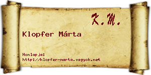 Klopfer Márta névjegykártya